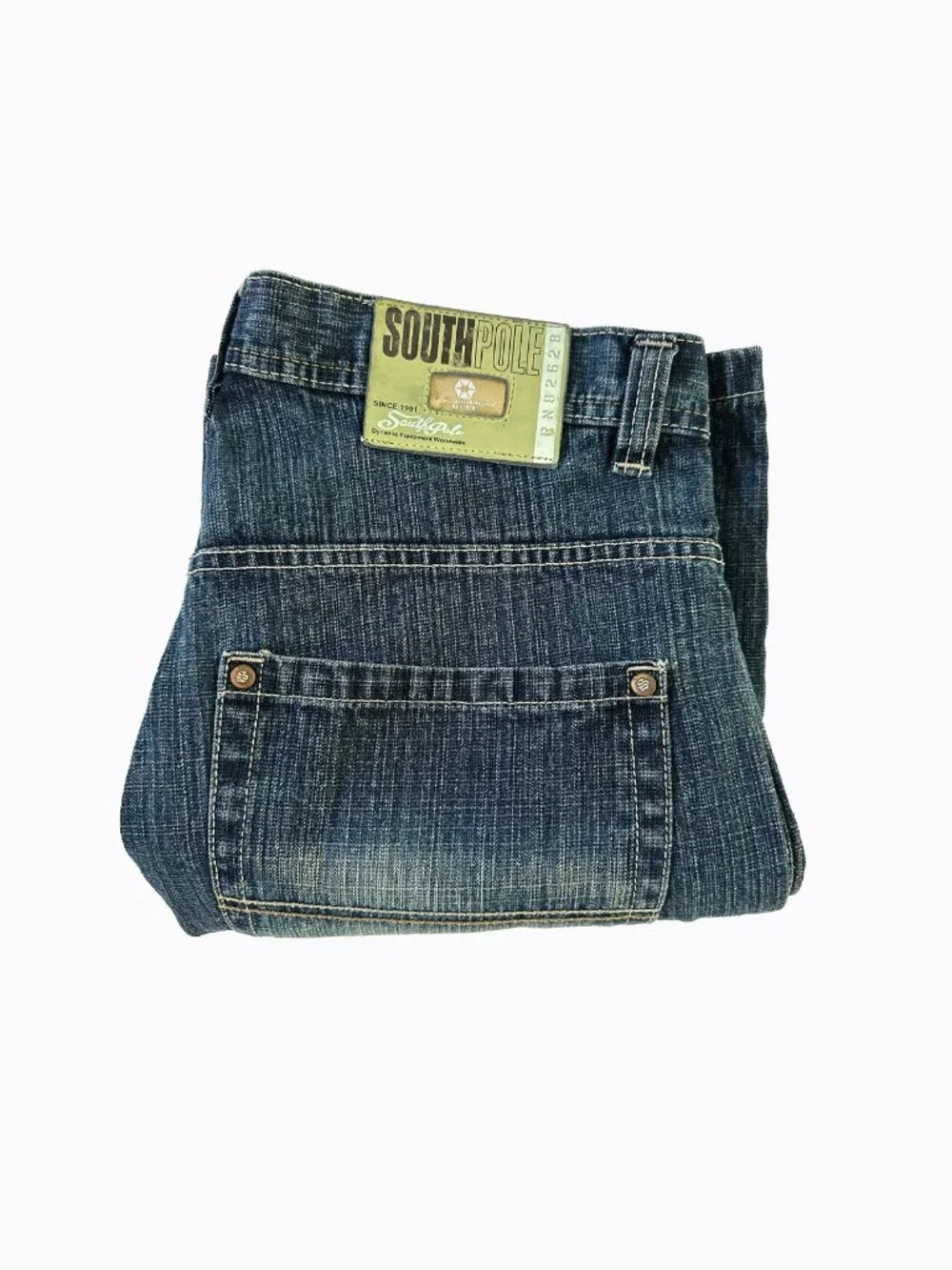 Vtg Southpole Y2K Baggy Wide Leg Skater Blue Jeans 82628 Gold Tab Men's 36 Faded